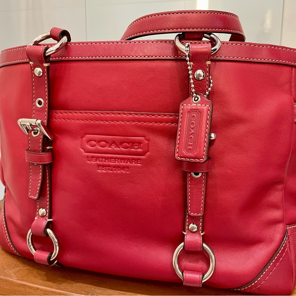 COACH GALLERY EAST WEST F12343 RED PREMIUM LEATHER medium Tote Bag BEAUTIFUL!